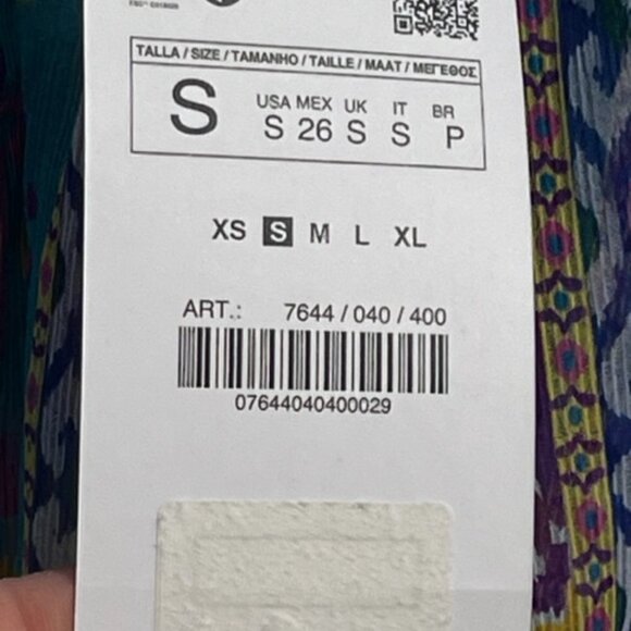 ZARA 2 Piece Set Aztec Print Short Skirt Halter Neck Top Boho Royal Blue/Multi S - Picture 8 of 16